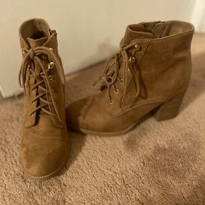 Brown faux suede booties